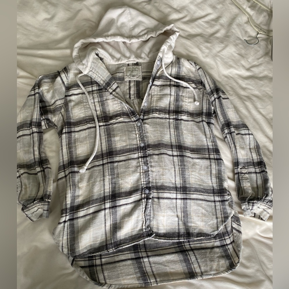 American eagle oversized hooded flannel